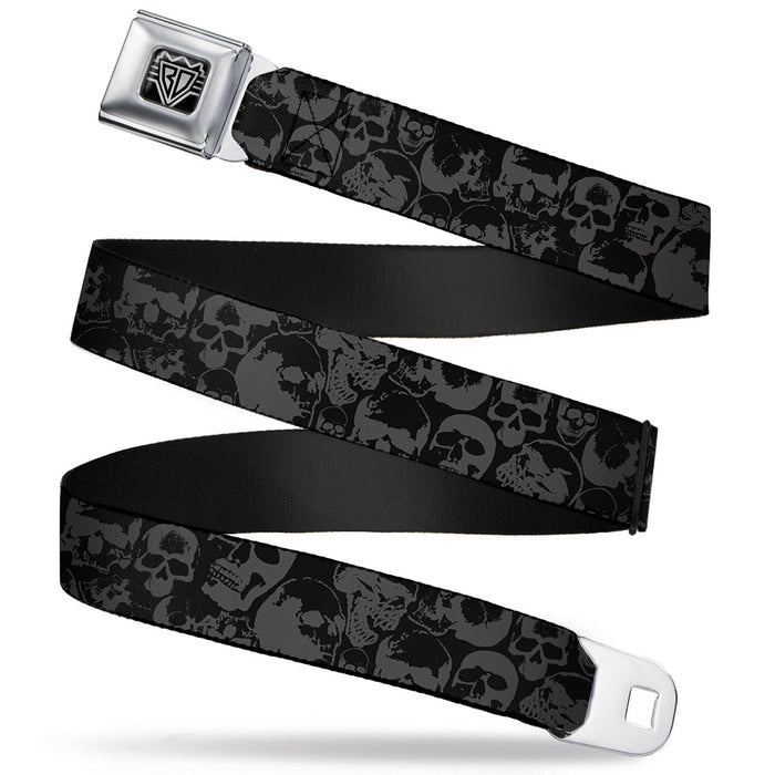 BD Wings Logo CLOSE-UP Full Color Black Silver Seatbelt Belt - Skull Pile Black/Gray Webbing Seatbelt Belts Buckle-Down   