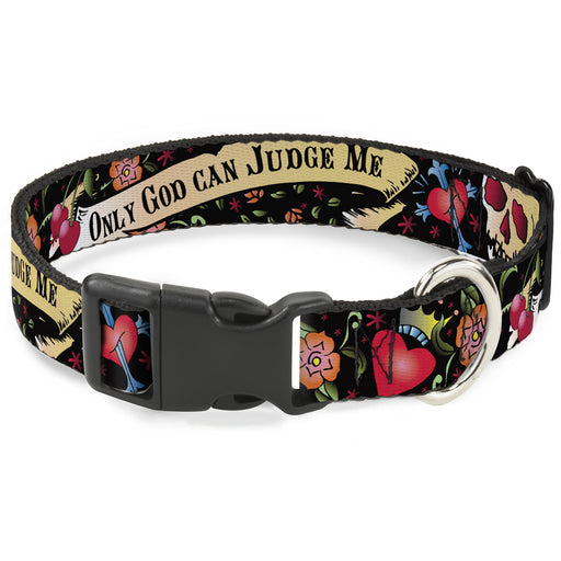 Plastic Clip Collar - Only God Can Judge Me Black Plastic Clip Collars Buckle-Down   