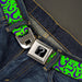 Riddler "?" Black Silver Seatbelt Belt - Question Mark Scattered Lime Green/Purple Webbing Seatbelt Belts DC Comics   