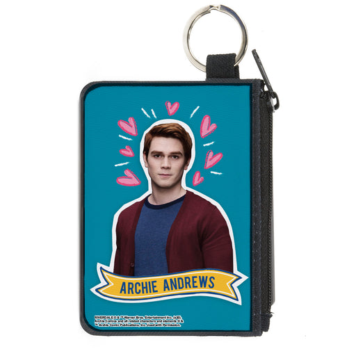 Canvas Zipper Wallet - MINI X-SMALL - Riverdale ARCHIE ANDREWS Pose Hearts Doodle Blue White Pinks Canvas Zipper Wallets Riverdale   