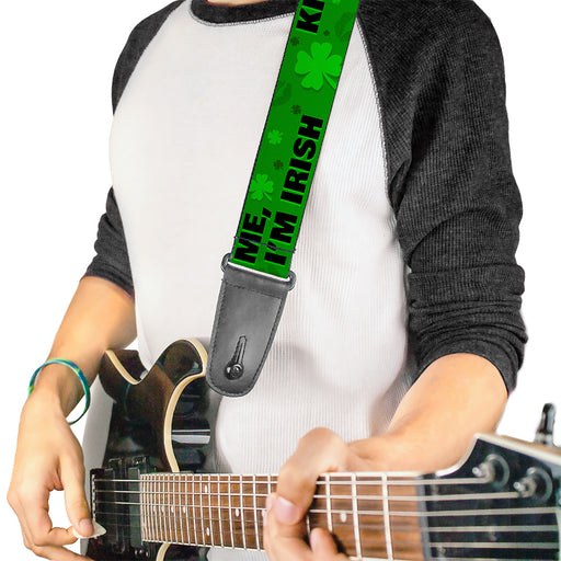 Guitar Strap - KISS ME, I'M IRISH! Clovers Kisses Greens Black Guitar Straps Buckle-Down   