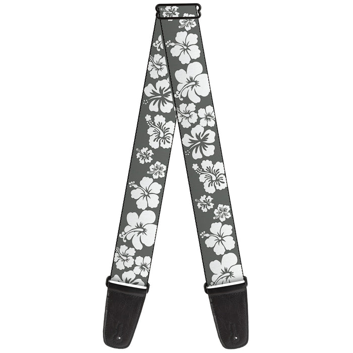 Guitar Strap - Hibiscus Gray White Guitar Straps Buckle-Down   