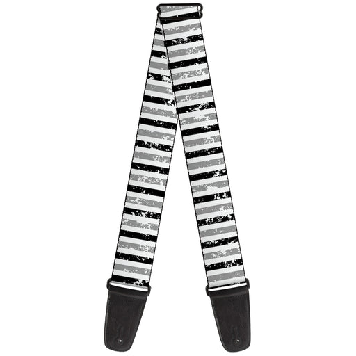 Guitar Strap - Vertical Stripes White Black Gray Guitar Straps Buckle-Down   