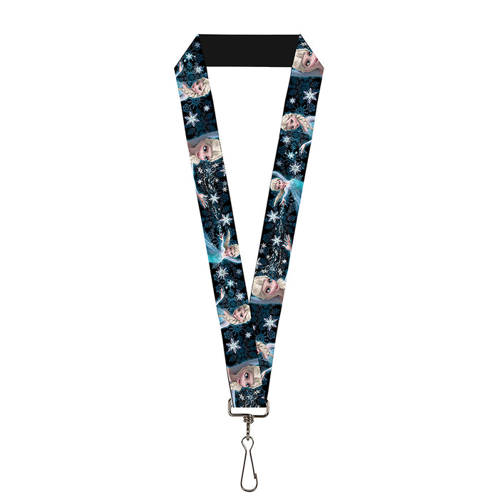 Lanyard - 1.0" - Elsa the Snow Queen Poses PERFECT AND POWERFUL Blues White Lanyards Disney   