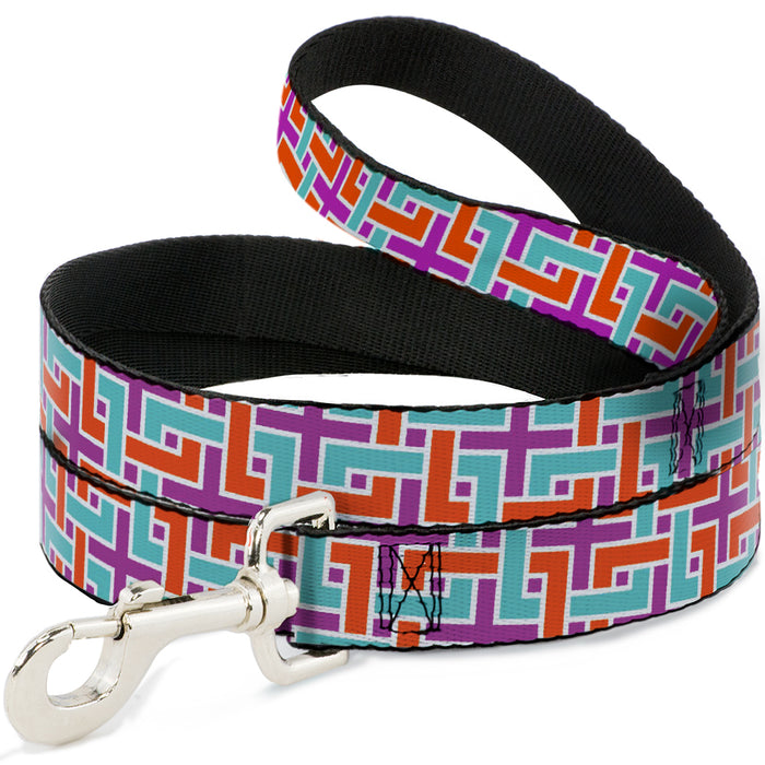 Dog Leash - Weave CLOSE-UP White/Pink/Orange/Aqua Dog Leashes Buckle-Down   