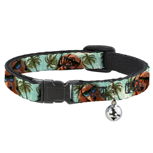 Cat Collar Breakaway - Dachshund in Shades w Palm Trees Breakaway Cat Collars Buckle-Down   