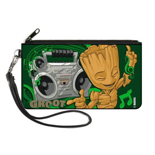 GUARDIANS OF THE GALAXY - EVERGREEN Canvas Zipper Wallet - LARGE - GROOT Boombox Groove Greens Gray Browns Canvas Zipper Wallets Marvel Comics   