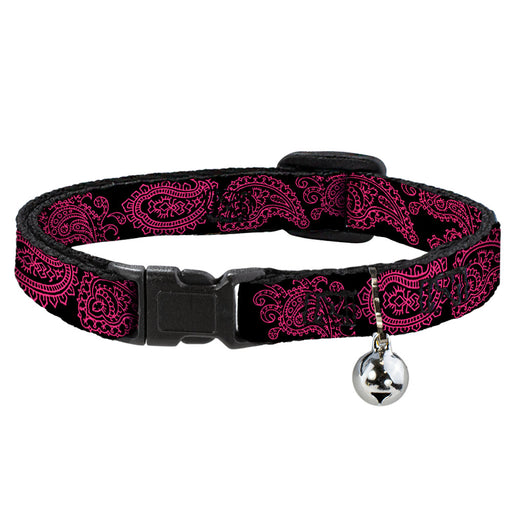 Cat Collar Breakaway - Paisley Black Neon Pink Breakaway Cat Collars Buckle-Down   