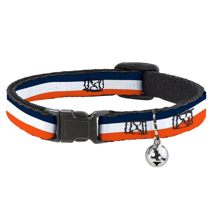 Cat Collar Breakaway - Stripe Navy White Orange Breakaway Cat Collars Buckle-Down   