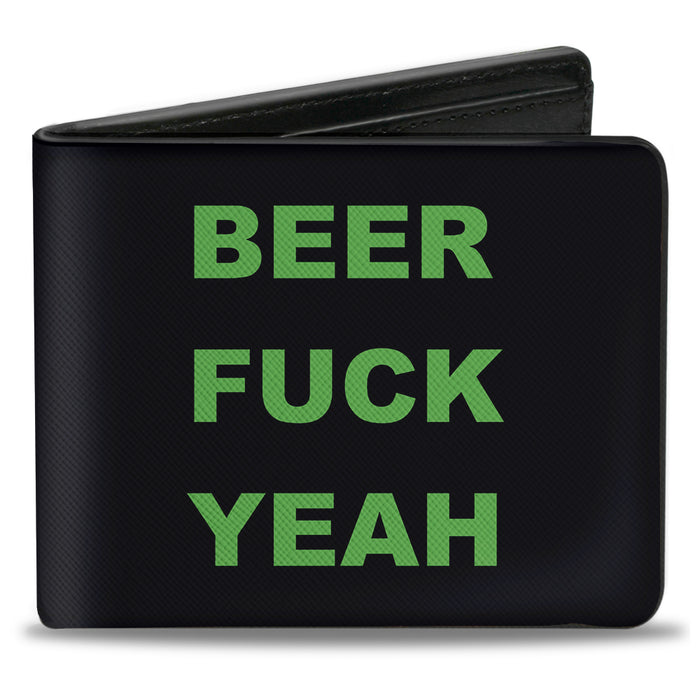 Bi-Fold Wallet - BEER FUCK YEAH Black Neon Green Bi-Fold Wallets Buckle-Down   