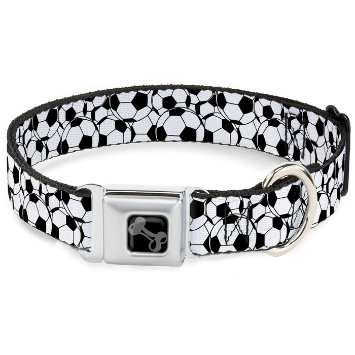 Dog Bone Black/Silver Seatbelt Buckle Collar - Soccer Balls Stacked Seatbelt Buckle Collars Buckle-Down   