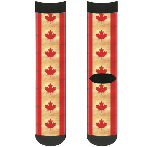 Sock Pair - Polyester - Canada Flag Continuous Vintage - CREW Socks Buckle-Down   
