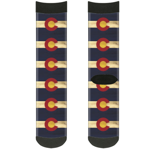 Sock Pair - Polyester - Colorado Flag Continuous Vintage - CREW Socks Buckle-Down   