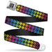BD Wings Logo CLOSE-UP Full Color Black Silver Seatbelt Belt - Houndstooth Black/Rainbow Webbing Seatbelt Belts Buckle-Down   