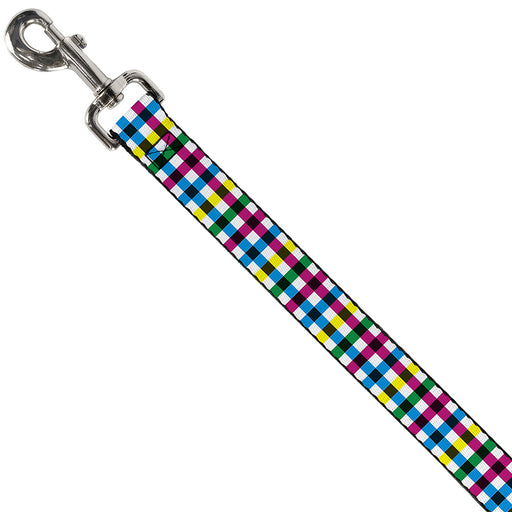 Dog Leash - Buffalo Plaid White/Multi Color Dog Leashes Buckle-Down   