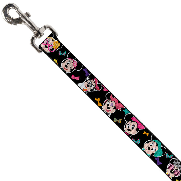 Dog Leash - Mini Minnie Expressions/Bows Black/Multi Color Dog Leashes Disney   