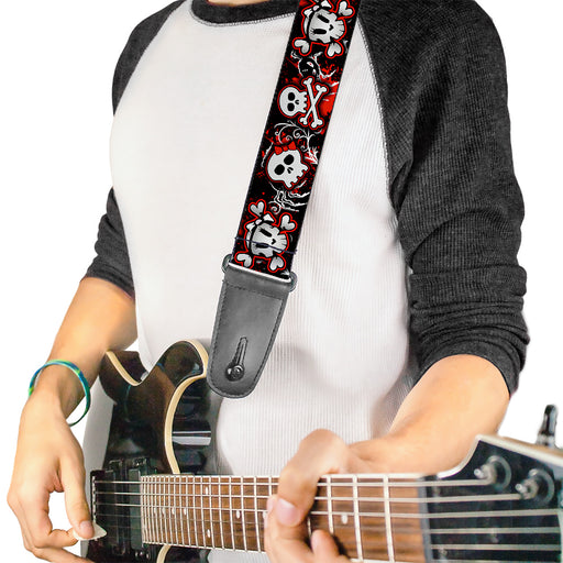 Guitar Strap - Girlie Skull Black Red Guitar Straps Buckle-Down   