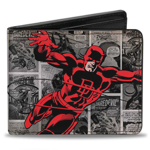 MARVEL UNIVERSE Bi-Fold Wallet - Daredevil Action Pose + Price Box Comic Panels Grays Red Bi-Fold Wallets Marvel Comics   