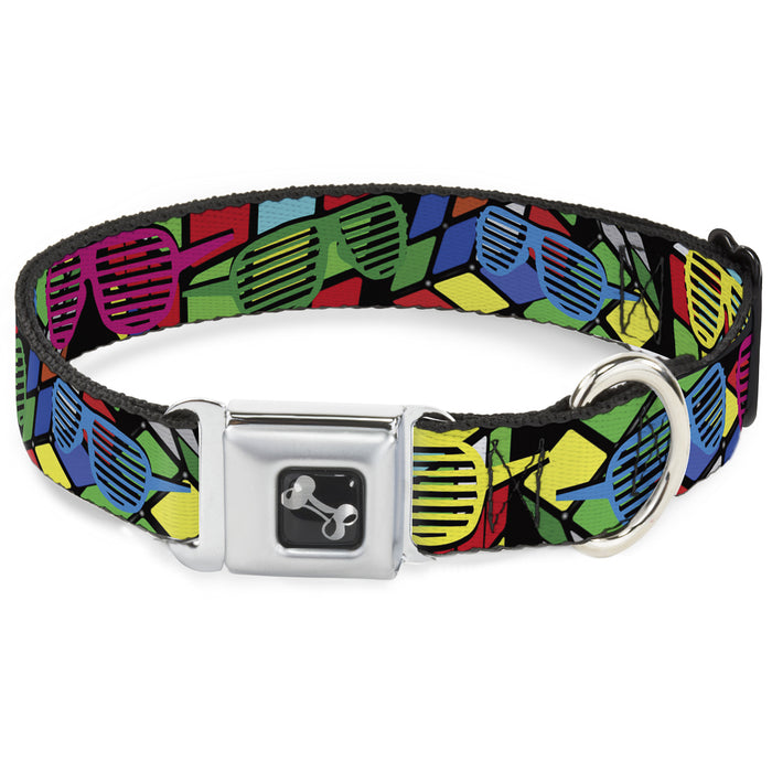 Dog Bone Seatbelt Buckle Collar - Eighties Shades Rubiks Black/Neon Seatbelt Buckle Collars Buckle-Down   