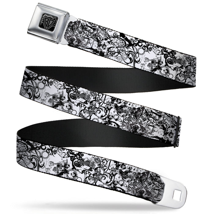 BD Wings Logo CLOSE-UP Full Color Black Silver Seatbelt Belt - BD Chaos Webbing Seatbelt Belts Buckle-Down   