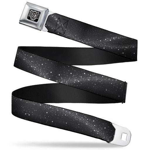BD Wings Logo CLOSE-UP Full Color Black Silver Seatbelt Belt - Galaxy Arch Black/Gray/White Webbing Seatbelt Belts Buckle-Down   