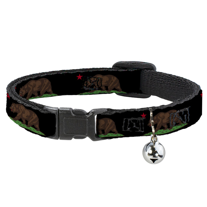 Cat Collar Breakaway - California Flag Bear Black Breakaway Cat Collars Buckle-Down   