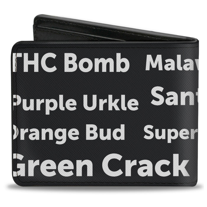 Bi-Fold Wallet - Verbiage Marijuana Strains Black White Bi-Fold Wallets Buckle-Down   