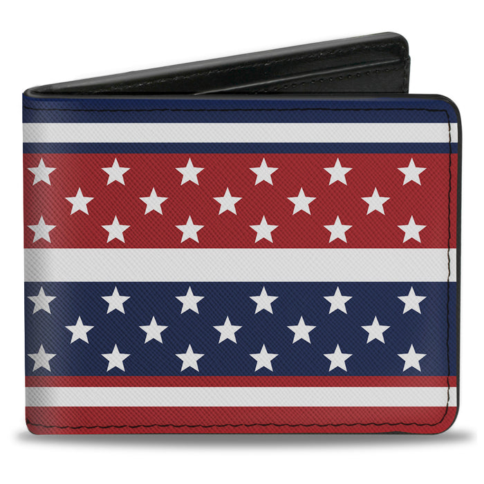 Bi-Fold Wallet - Americana Stripe w Mini Stars Blue Red White Bi-Fold Wallets Buckle-Down   