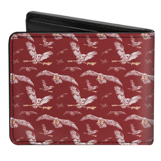 Bi-Fold Wallet - HARRY POTTER Hedwig Flying Poses Burgundy White Golds Bi-Fold Wallets The Wizarding World of Harry Potter   