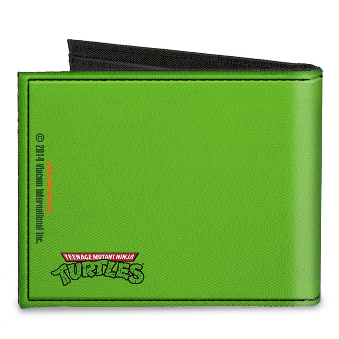 Canvas Bi-Fold Wallet - Classic TMNT Michaelangelo Face CLOSE-UP Green Orange Canvas Bi-Fold Wallets Nickelodeon   