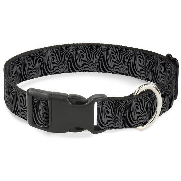 Plastic Clip Collar - Zebra Head Black/Gray Plastic Clip Collars Buckle-Down   