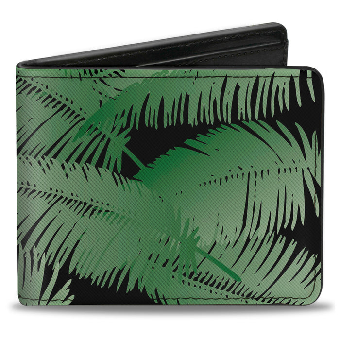Bi-Fold Wallet - Palm Fronds Stacked Black Greens Bi-Fold Wallets Buckle-Down   