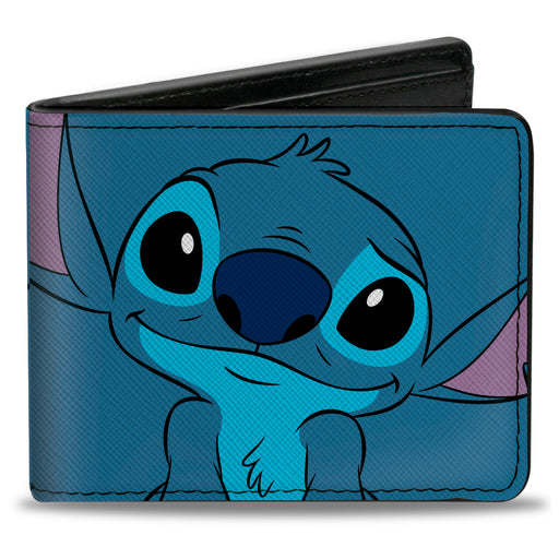 Bi-Fold Wallet - Lilo and Stitch Stitch Smiling Pose CLOSE-UP Blues Bi-Fold Wallets Disney   
