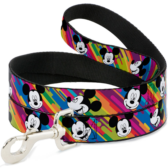 Dog Leash - Mickey Mouse Expressions Multi Color White/Black Dog Leashes Disney   