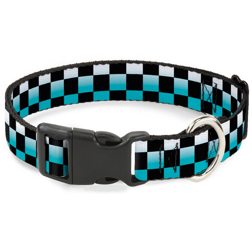 Plastic Clip Collar - Checker Black/Ombre Turquoise Plastic Clip Collars Buckle-Down   