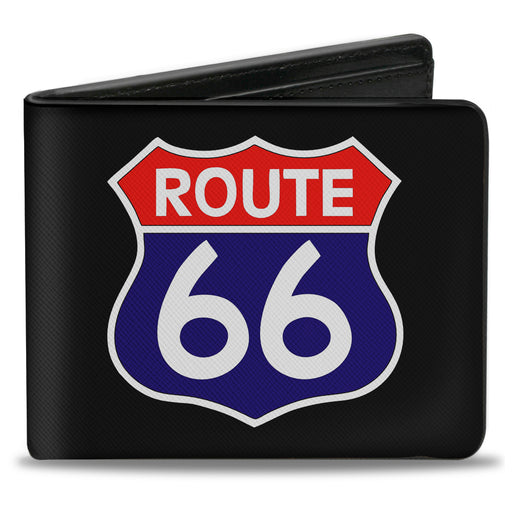 Bi-Fold Wallet - ROUTE 66 Highway Sign Black White Red Blue Bi-Fold Wallets Buckle-Down   