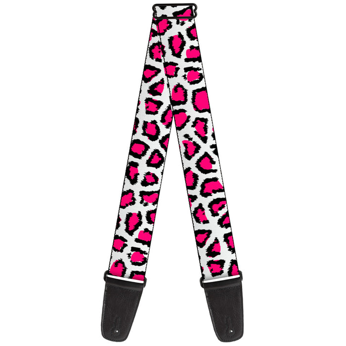 Guitar Strap - Leopard White Fuchsia Guitar Straps Buckle-Down   