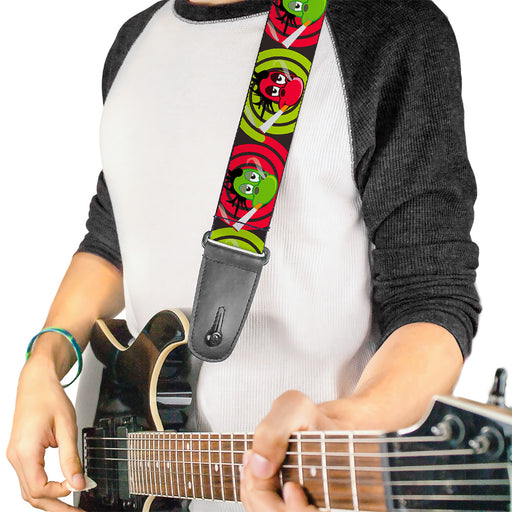 Guitar Strap - Green & Red Dragons Smoking Gray Guitar Straps Buckle-Down   