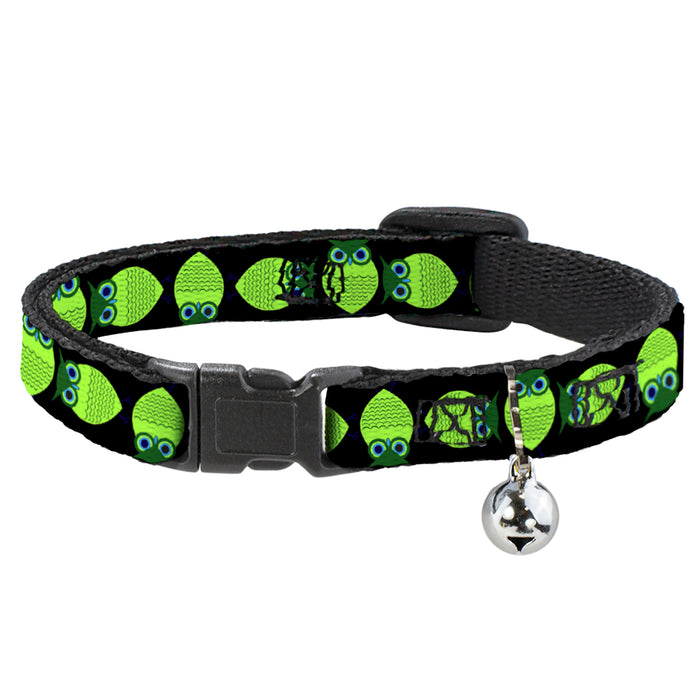 Cat Collar Breakaway - Owls Spin Black Green Breakaway Cat Collars Buckle-Down   