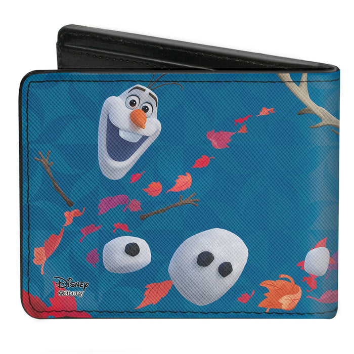 Bi-Fold Wallet - Frozen II Sven + Olaf Parts Swirling Leaves Blues Multi Color Bi-Fold Wallets Disney   