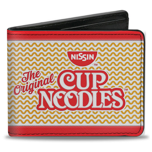 Bi-Fold Wallet - THE ORIGINAL CUP NOODLES Logo Noodle Wave Stripe Red White Orange Red Bi-Fold Wallets Nissin Foods   