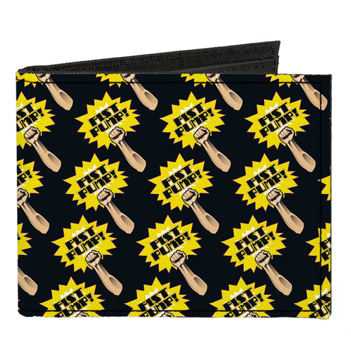 Canvas Bi-Fold Wallet - Fist Pump Black Yellow Canvas Bi-Fold Wallets Buckle-Down   
