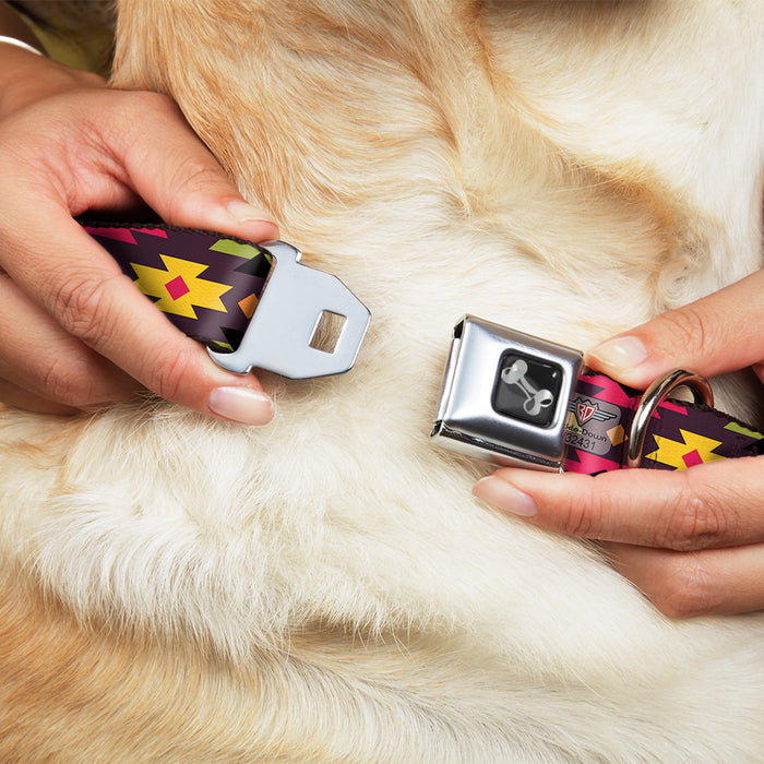 Dog Bone Seatbelt Buckle Collar - Navajo Orange/Purple/Yellow/Pink/Green/Black Seatbelt Buckle Collars Buckle-Down   