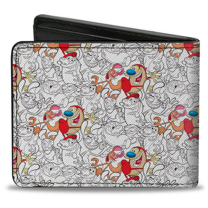 Bi-Fold Wallet - The Ren & Stimpy Show Poses Collage Outline Full Color Bi-Fold Wallets Nickelodeon   