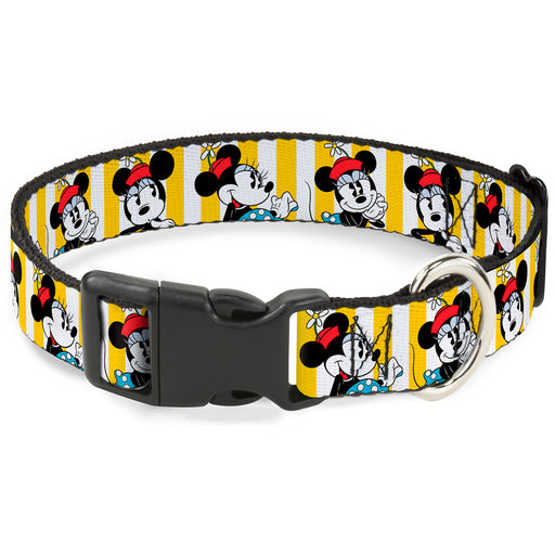 Plastic Clip Collar - Minnie Mouse w/Hat Poses Stripe Yellow/White Plastic Clip Collars Disney   
