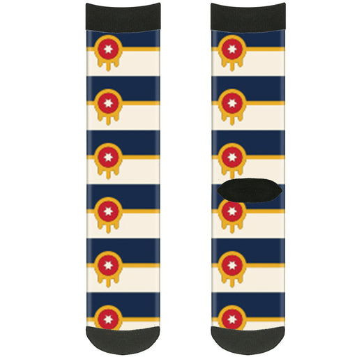 Sock Pair - Polyester - Tulsa Oklahoma City Flag Navy Blue Gold Red Beige - CREW Socks Buckle-Down   