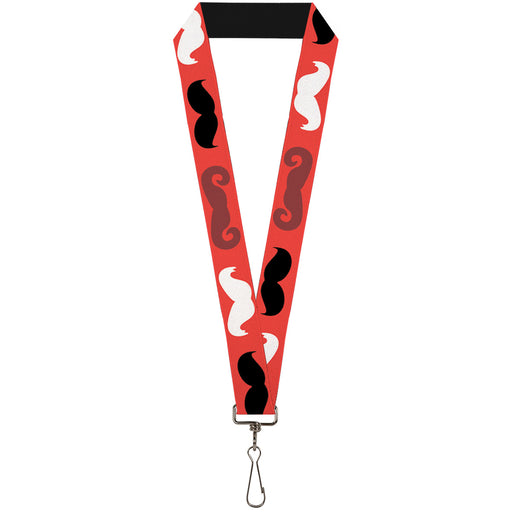 Lanyard - 1.0" - Mustaches Red Brown White Black Lanyards Buckle-Down   