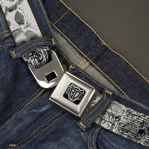 BD Wings Logo CLOSE-UP Full Color Black Silver Seatbelt Belt - Gothic 1 Webbing Seatbelt Belts Buckle-Down   