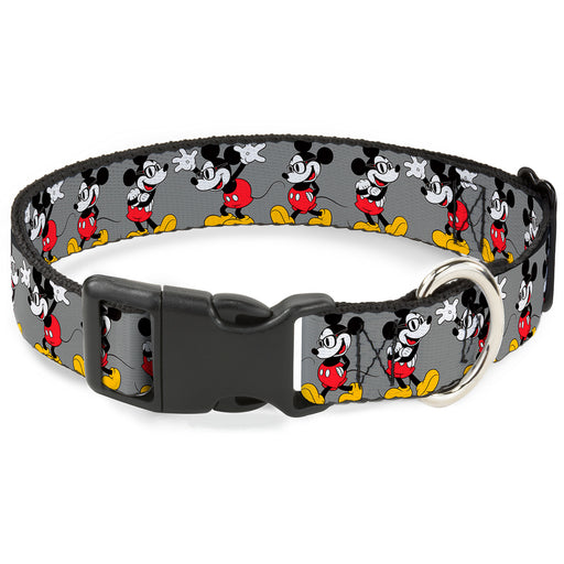 Plastic Clip Collar - Mickey Mouse w/Glasses Poses Gray Plastic Clip Collars Disney   