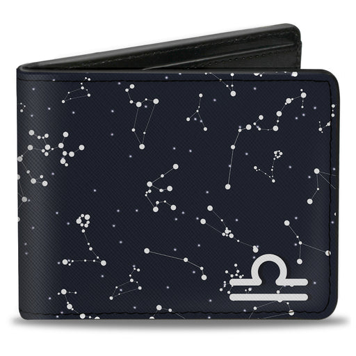 Bi-Fold Wallet - Zodiac Libra Symbol Constellations Black White Bi-Fold Wallets Buckle-Down   